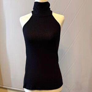 Black Turtleneck Sleeveless Sweater